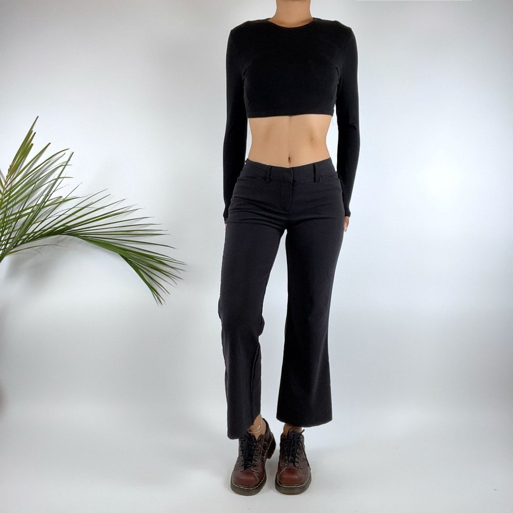 Vintage Y2K Indie Grunge Low Rise Women's Black Dress Pants Capris / Size: 5 - Picture 3 of 3